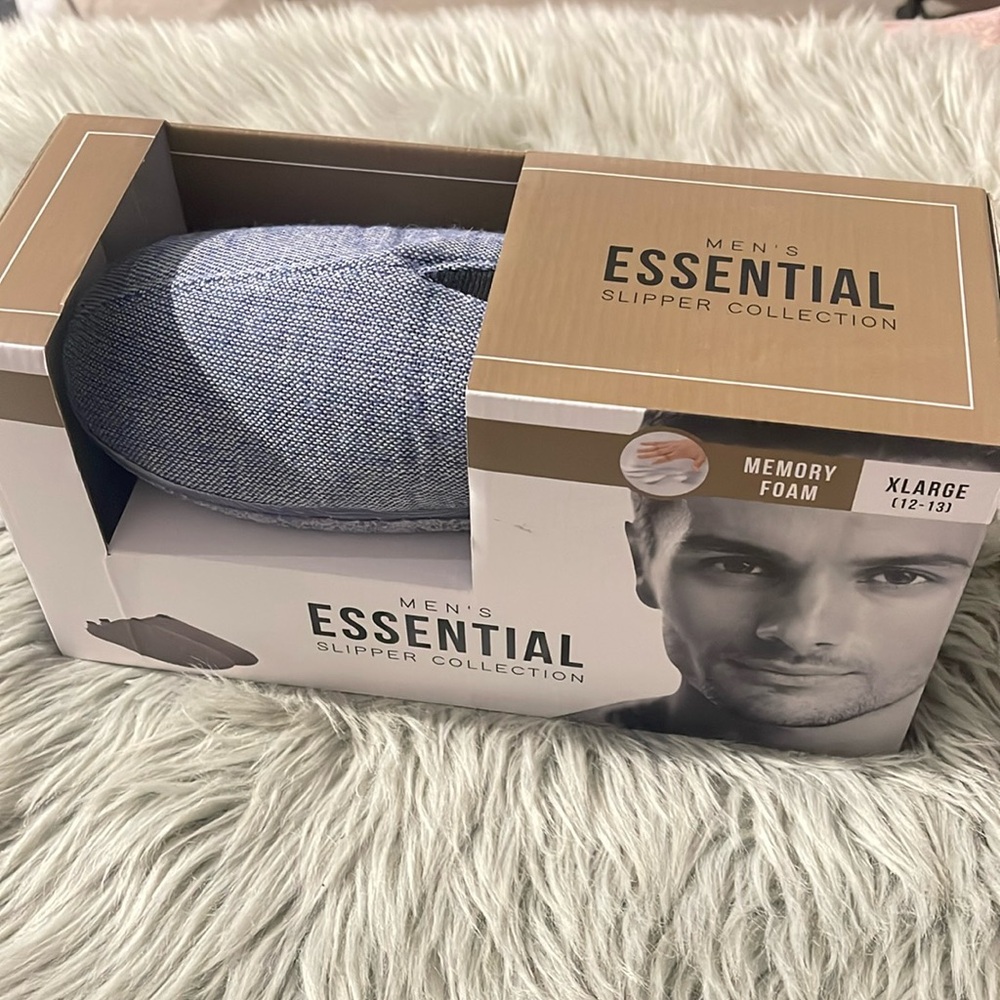Men's Essential Memory Foam Slippers - Blue